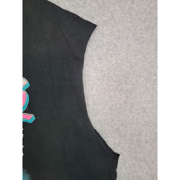 Vtg 1998 CD 106 Radio Station 10 Years of Rock Wolf Muscle Tee Cut Black Large - Picture 4 of 8